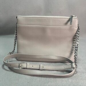 Halogen Crossbody Bag Gray Leather Chain Strap Minimalist Small